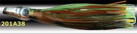 Osprey Trolling lure with osyter shell inlay head. Trolling lure fitted with double UV skirts
