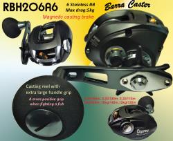 Osprey baitcasting reel with large handle knob. Baitcasting reel with easy to crank big handle knob