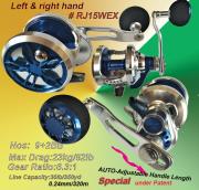 Osprey jigging reel featuring an adjustable handle lenght.