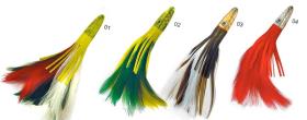 Trolling lure with feather skirts. Tuna trolling lure